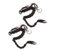 Ciieeo Extensiones de Cabello Trenzado para Mujeres Lazo Elástico, Fibra Química Flexible y Sujeción Fiable para Bodas y Fiestas, 2 Piezas en Color Marrón Oscuro
