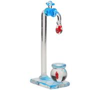 Ciieeo Figura Decorativa de Pecera de Vidrio con Grifo Flotante Adorno Compacto para Escritorio y Hogar Centro de Mesa de Pecera para Decoración de Acuarios con Peces de Colores