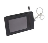 Ciieeo Funda para Tarjeta de Autobús Negra con Llavero Tarjetero de Poliuretano Resistente al Agua Porta Credencial de Trabajo y Tarjeta de Transporte Pequeño Organizador