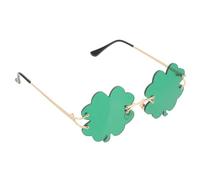 Ciieeo Gafas de Sol para Fiesta San Patricio Diseño de Hoja de Cuatro Puntas, Montura Metálica Dorada, Lentes Verdes Oscuros, Accesorio Divertido para Mujer y Hombre en Celebraciones