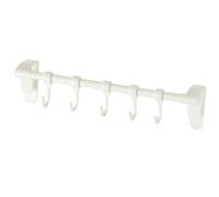 Ciieeo Gancho de Cocina sin Perforación, Estante Colgante de 5 Ganchos Blancos, Soporte Plástico Multiusos para Utensilios y Accesorios, Ahorro de Espacio para Cocina Organizada