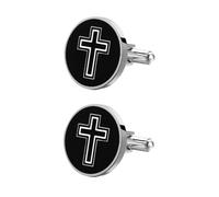 Ciieeo Gemelos Cruzados de Acero para Camisa, Accesorios de Ropa Masculinos Negros, 1 Par Decorativos para Bodas y Ropa Formal, Cierres de Camisa Elegantes y Duraderos