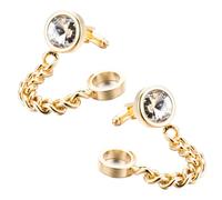 Ciieeo Gemelos de Camisa Dorados Tachuelas de Cristal Redondas, 1 Par de Gemelos Masculinos Elegantes para Accesorios de Oficina y Regalos de Bodas, Artículo para Fiestas