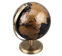 Ciieeo Globo Terráqueo de Escritorio Antiguo 14 Cm Soporte de Bronce Envejecido, Bola Mundo Decorativa Giratoria en Color Negro y Dorado, Adorno para Decoración de Mesa y Oficina