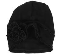 Ciieeo Gorro de Quimioterapia para Mujer Gran Flor Decorativa, Turbante Suave y Transpirable de Color Negro, Pañuelo Cómodo para Pérdida de Cabello en Cáncer, Accesorio Ligero para Uso