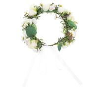 Ciieeo Guirnalda Floral Cabeza, Floral Cabello, Blanco, Corona de Flores de Tela de Seda, Pp, Poliéster E Hierro, Aspecto Realista, para Novia y Dama de Honor, Boda y Boda Junto al Mar