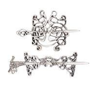 Ciieeo Horquilla Étnica Vintage de Aleación para Mujer, Pinza para Cabello Creativa, Accesorio de Moda Retro, Estilo Vikingo Tradicional, Adecuado para Bodas y Uso Diario, Pack de 2