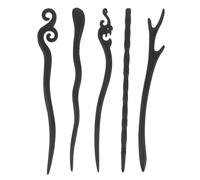 Ciieeo Horquillas Chinas para Mujer 5 Piezas Palillos de Madera de Sándalo Negro Estilo Retro Vintage para Recogidos y Moños Accesorios Cabello en Bodas y Eventos Culturales