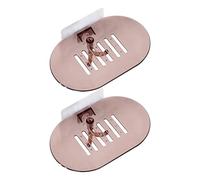 Ciieeo Jabonera de Pared con Escurridor y Gancho, Plástico Resistente, sin Taladro, para Baño y Cocina, Color Café, Paquete de 2 Unidades