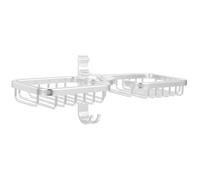 Ciieeo Jabonera de Pared Doble Cabezal, sin Perforación, Aluminio Espacial Plateado, Resistente al Agua Drenaje, para Ducha y Baño, Soporte Práctico para Barra de Jabón