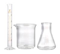 Ciieeo Juego de 3 Piezas de Vasos de Laboratorio y Matraces de Vidrio Resistentes y Precisos para Proyectos Experimentales y Cocina