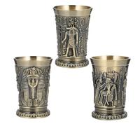 Ciieeo Juego de 3 Vasos Vintage de Metal Egipcio para Whisky y Cócteles Diseño de Ramsés Cleopatra