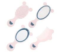 Ciieeo Juego de 4 Piezas para Peinar Cabello de Niña, Peine Desenredante Pequeño de Plástico de Color Claro, Cepillo de Pelo Portátil y Espejo de Mano Lindo, Kit Práctico para Cuidado
