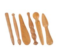 Ciieeo Juego de 6 Piezas de Masajeadores Gua Sha de Madera Natural, Herramientas Corporales para Raspado Muscular y Esculpido Facial, Diseño Ergonómico Multifuncional para Spa