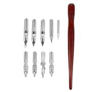 Ciieeo Juego de Plumas de Caligrafía Punta Curva y Agarre Seguro, Material Acero Inoxidable y Madera, Estilo Europeo para Práctica Artística y Escritura