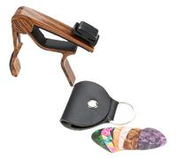 Ciieeo Juego de Púas para Guitarra 8 Piezas Cejilla de Madera Oscura, Accesorio Portátil para Guitarra Acústica y Eléctrica, Compatible Ukelele, Ajuste Rápido y Preciso, Suministros