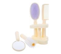 Ciieeo Juego Multifunción de 4 Cepillos y Peines para Peinar Rizos para Mujer, Kit en Color Claro con Cepillo Masajeador de Cuero Cabelludo, Peine Rizador y Espejo Portátil para Cuidado