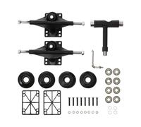 Ciieeo Kit Completo de Puente Doble Inclinación para Patineta Soportes de Aluminio Negro, Ruedas PU y Rodamientos de Alta Precisión, Accesorios para Reparación y Ajuste en Skateboarding