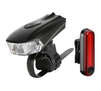 Ciieeo Kit de Luces para Bicicleta Delantera y Trasera USB Recargable, ABS Durable E, Juego 1 Set para Ciclismo de Montaña y Paseos Nocturnos, Lámparas Portátiles