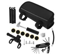Ciieeo Kit de Reparación para Bicicleta, Palancas para Neumáticos de Bicicleta con Mini Bomba, Herramientas y Desmontaje, Negro, Portátil y Compacto, para Salidas en Bici y Oficina