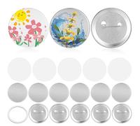 Ciieeo Kit para Hacer Botones Pines de Insignia de Metal de Hierro, 100 Juegos Redondos Cubiertas Traseras y Películas Protectoras para Manualidades