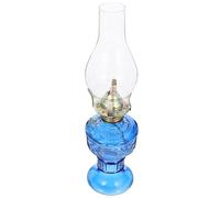 Ciieeo Lámpara de Queroseno de Vidrio Retro Color Azul Oscuro Lámpara de Aceite Decorativa para Interiores para Hogar y Camping 1 Unidad Farol de Aceite para Ambiente