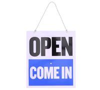 Ciieeo Letrero de Bienvenida de Pvc Cuadrado con Reloj para Puerta, Doble Cara, Resistente y Decorativo, Adecuado para Tiendas, Negocios y Decoración del Hogar