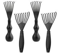 Ciieeo Limpiador de Cepillos y Peines Cabello Portátil, 4 Unidades de Plástico Negro Diseño Ergonómico (2 Mango Recto 2 Mango Redondo), Herramienta para Eliminar Residuos y Cabello