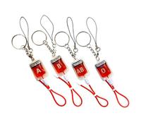 Ciieeo Llavero Colgante Tipo Sangre 4 Piezas Pequeño Plástico Color Rojo Muestra Grupos Sanguíneos Accesorio Versátil Para Bolso, Mochila y Teléfono Móvil Obsequio Decorativo