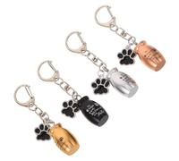 Ciieeo Llavero Conmemorativo para Mascotas 4 Piezas Mini Urna Metálica para Pelo y Cenizas de Perro y Gato Colgante Diseño de Pata Colores Negro Plata Oro y Rosa Recuerdo Portátil