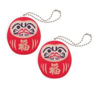 Ciieeo Llavero Daruma Japonés de Acrílico Rojo 2piezas Amuleto de Buena Suerte Colgante para Mochila y Teléfono Que Trae Bendiciones y Protección