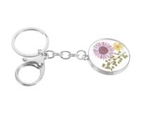 Ciieeo Llavero de Flores Prensadas Tipo Margarita en Aleación de Zinc
