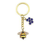 Ciieeo Llavero en Aleación Azul de Panal Hexagonal de Abeja Colgante Delicada Adecuado en Navidad para Mochila