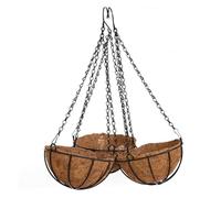 Ciieeo Maceta Colgante Redonda de Fibra Natural y Acero, Revestimiento, Totalmente Hecha a Mano para Decoración en Hotel y Dormitorio