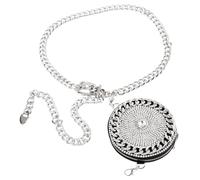 Ciieeo Mini Bolso de Cintura para Mujer Cadena y Decoración de Gemas de Imitación Riñonera Pequeña Redonda para Fiestas y Uso Diario Bolso Bandolera Brillante y Elegante