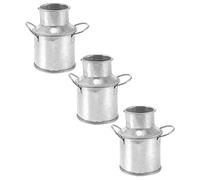 Ciieeo - Mini cubos de metal de 3 piezas para olla de leche retro jarrón de leche galvanizada florero de granja vintage macetas de plantas en miniatura para casa de muñecas micro paisaje decoración