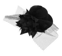 Ciieeo Mini Sombrero de Copa Negro Flores y Plumas, Pinza Pelo, Accesorio de Tela para Fiesta y Uso Casual en Mujeres