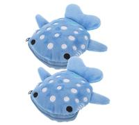 Ciieeo Monedero de Peluche Diseño de Tiburón 2 Unidades Azul, Monedero Pequeño para Niñas y Mujeres Cremallera, Bolsa Portátil para Cambio y Accesorios Pequeños, Obsequio Adecuado