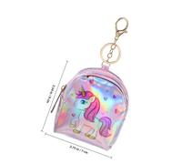 Ciieeo Monedero Pequeño para Mujer con Llavero Diseño Unicornio Brillante Material Cuero PU Cremallera Segura 2 Unidades Emblema y Corazón Bolso de Viaje Práctico para Monedas y