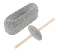 Ciieeo Mortero y Molinillo de Piedra Natural Manual para Medicina Tradicional y Especias, Fácil de Limpiar, Base de Madera para Uso en Casa y Viajes