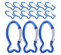 Ciieeo Mosquetones de Escalada Forma de Pez 15 Piezas, Clips de Gancho de Aleación de Aluminio Azul, Prácticos para Camping, Senderismo y Accesorios al Aire Libre