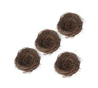 Ciieeo Nido de Pájaro Artificial Trenzado de Ratán Modelo Creativo de 10 CM Decoración Rústica para Jardín Set de 4 Piezas Adorno Falso para Patio y Fotografía