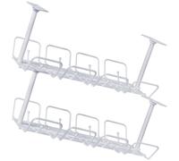 Ciieeo Organizador de Cables Debajo del Escritorio 2 Unidades, Bandeja de Gestión de Cables Reutilizable de PP Color Claro, Resistente y Fácil de Instalar para Oficina y Cocina