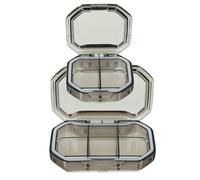 Ciieeo Organizador de Pastillas Portátil para Viajar, Estuche de Silicona Transparente Tapa Sellada, Resistente Humedad, 2 Piezas (4 y 6 Compartimentos Grises), Compacto y Ligero para