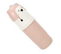 Ciieeo Organizador Portátil para Cepillos de Dientes y Pasta Dental Estuche de Plástico Resistente de Tamaño Compacto Diseño de Oso Rosa para Viajes y Uso Diario