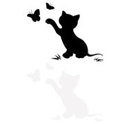 Ciieeo Pegatina de Coche Diseño de Gato Aleteando de Dibujos Animados Material Pet, 4 Piezas, Función para Cubrir Arañazos y Decorar el Vehículo