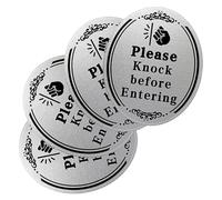 Ciieeo Pegatinas para Puerta de Entrada por Favor Llame Antes de Entrar 4 Piezas Adhesivas Impermeables para Oficina y Hogar, Señal de Llamar y Esperar, Fáciles de Colocar, Uso en