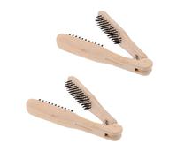 Ciieeo Peine Alisador de Cabello Profesional en Forma de V de Madera, Pack 2 Unidades, Herramienta para Alisar y Peinar el Cabello de Mujer, Cepillo de Jabalí para Uso Doméstico Viaje