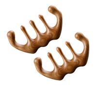 Ciieeo Peine de Masaje de Madera de Sándalo 2 Piezas, Peine Antiestático Dientes Anchos para Cuidado del Cuero Cabelludo, Herramienta Portátil para Estimular Circulación y Prevenir Caída