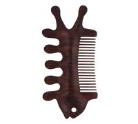Ciieeo Peine Masajeador de Sándalo Natural de Dientes Anchos, Doble Cara Convexa y Cóncava para Masaje de Cuero Cabelludo, Cara y Hombros, Cepillo Desenredante para Cabello Rizado